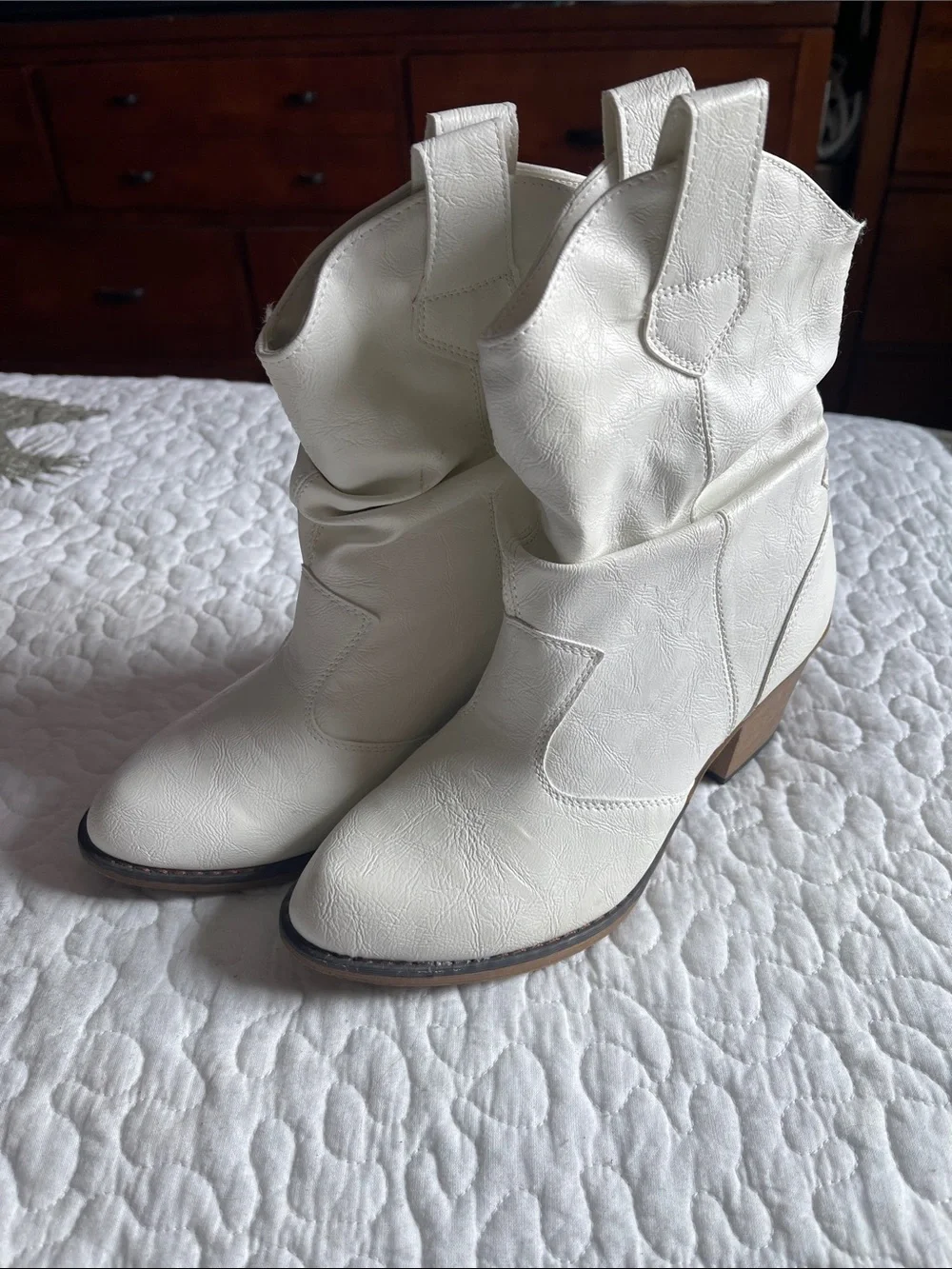 Charles Albert White Western Ankle Booties
